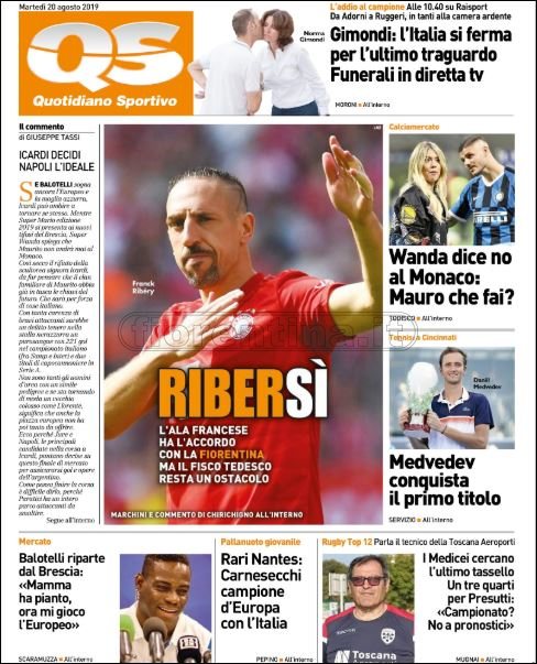 Quotidiani: la prima pagina di Qs, Stadio, Gazzetta, Corriere dello Sport, Tuttosport