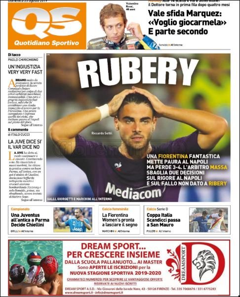 Quotidiani: la prima pagina di Qs, Stadio, Gazzetta, Corriere dello Sport, Tuttosport