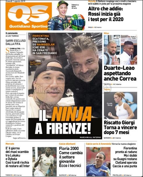 Quotidiani: la prima pagina di Qs, Stadio, Gazzetta, Corriere dello Sport, Tuttosport