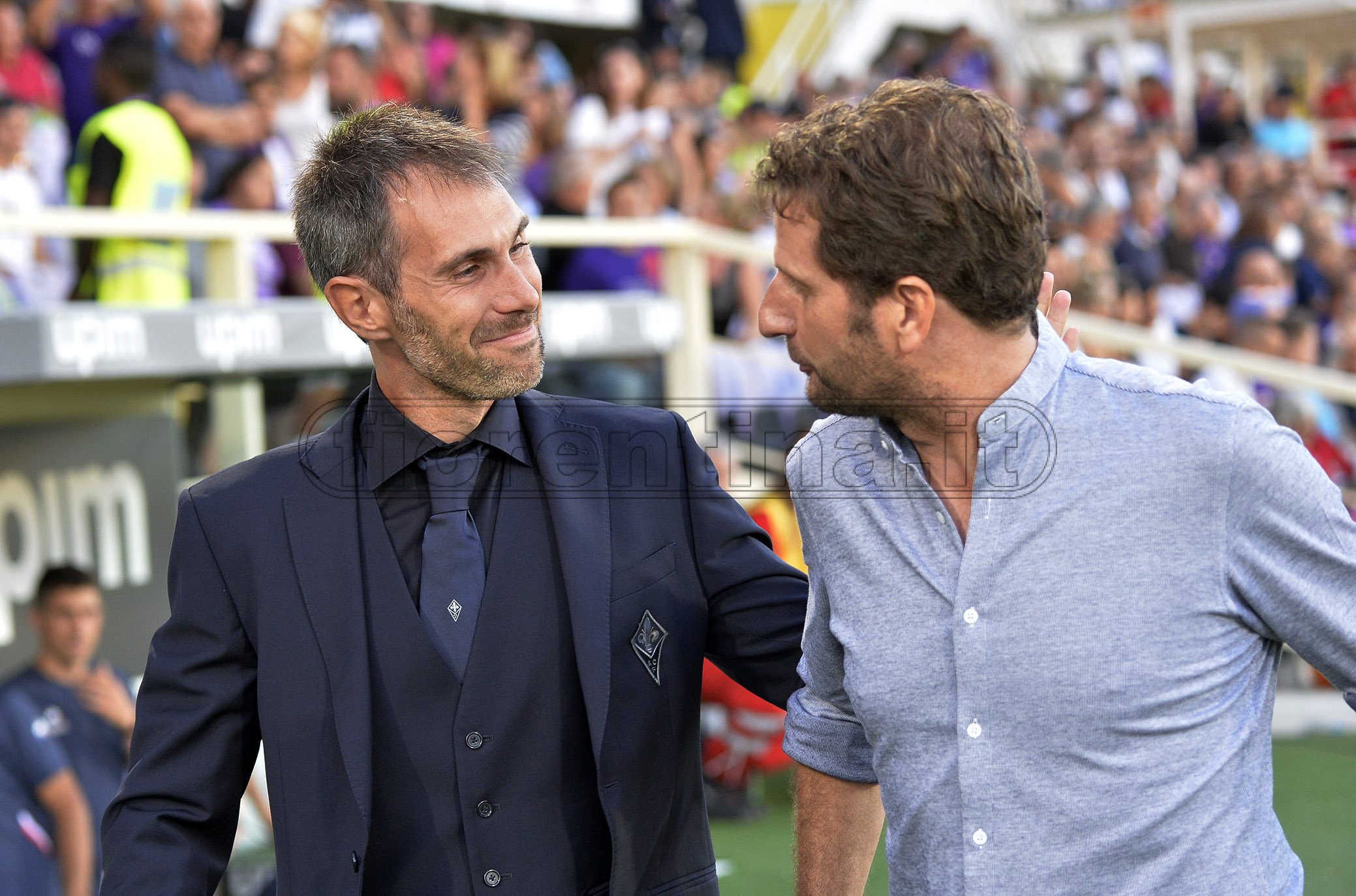FIORENTINA WOMEN'S - ARSENAL CHAMPIONS LEAGUE.12-09-2019. ANTONIO CINCOTTA SALUTA ADRIAN MONTEMURRO. GALASSI SILVANO/SILPRESS