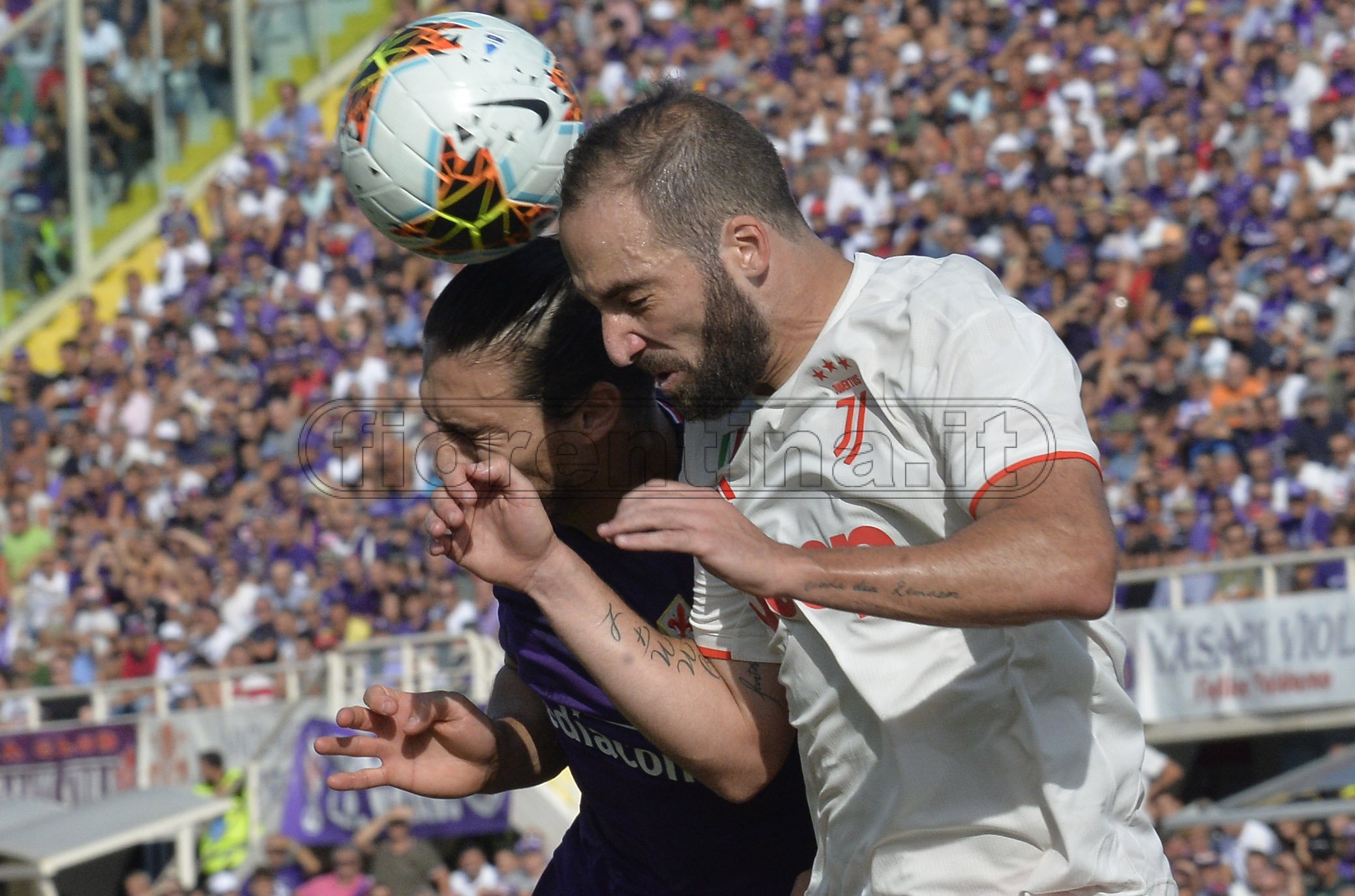 FIORENTINA-JUVENTUS 14-09-2019 CACERES E HIGUAIN. GALASSI SILVANO/SILPRESS