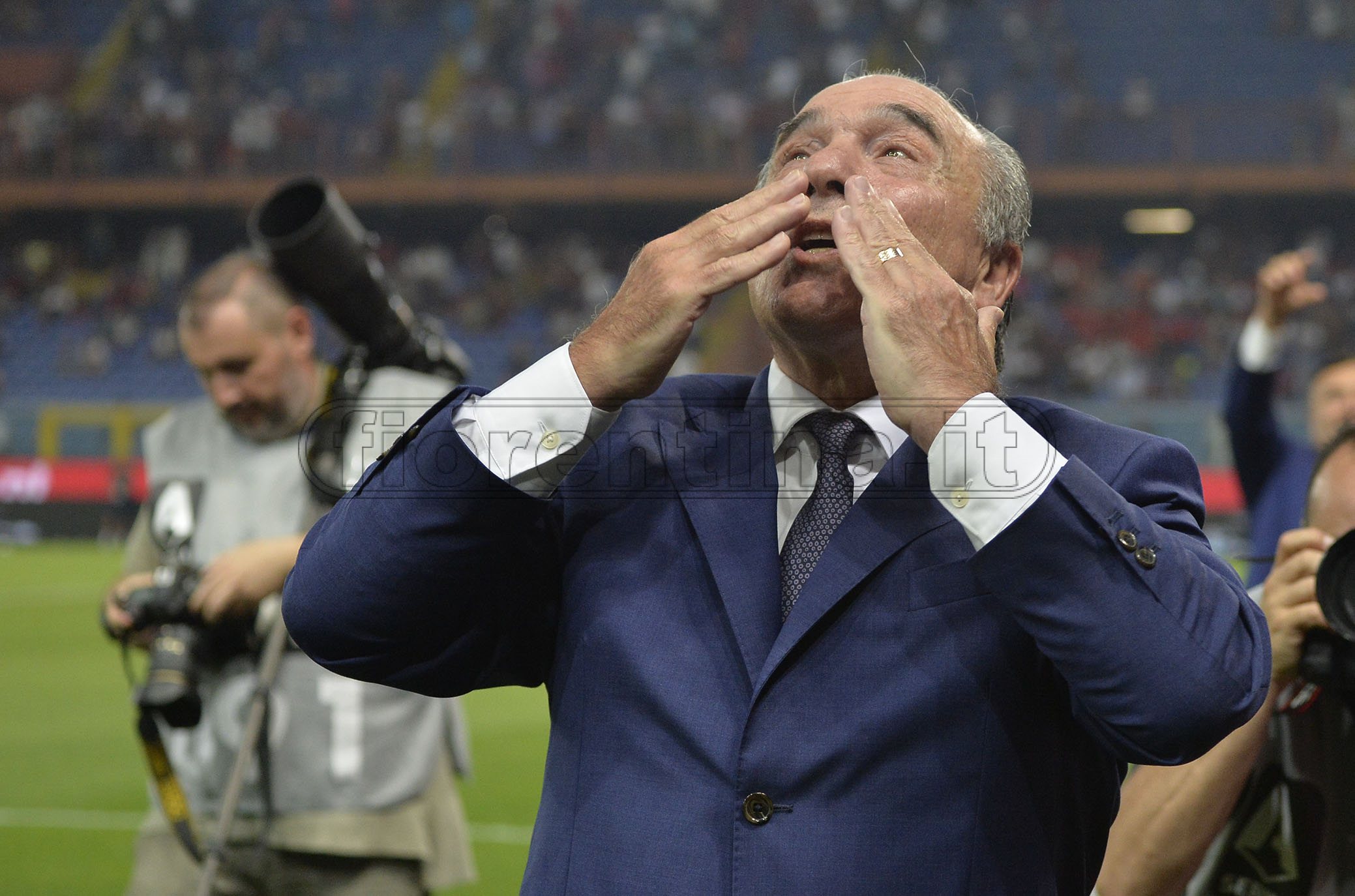 Rocco Commisso: ieri a Marassi, oggi a Milano per il mercato con Barone e Pradè