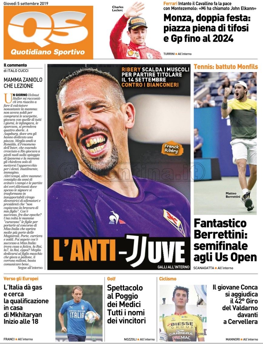 Quotidiani: la prima pagina di Qs, Stadio, Gazzetta, Corriere dello Sport, Tuttosport