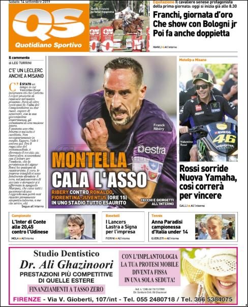 Quotidiani: la prima pagina di Qs, Stadio, Gazzetta, Corriere dello Sport, Tuttosport