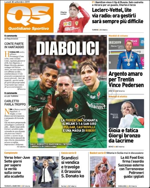 Quotidiani: la prima pagina di Qs, Stadio, Gazzetta, CorSport, Tuttosport