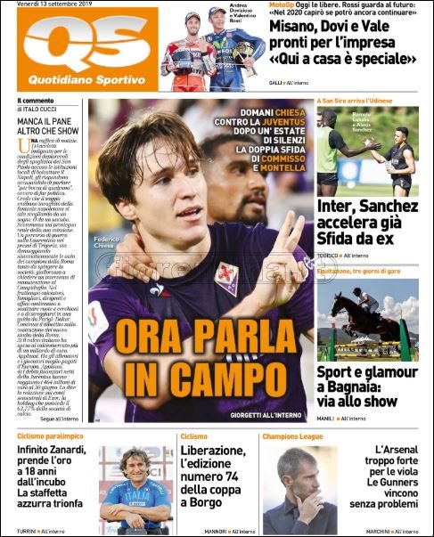 Quotidiani: la prima pagina di Qs, Stadio, Gazzetta, Corriere dello Sport, Tuttosport