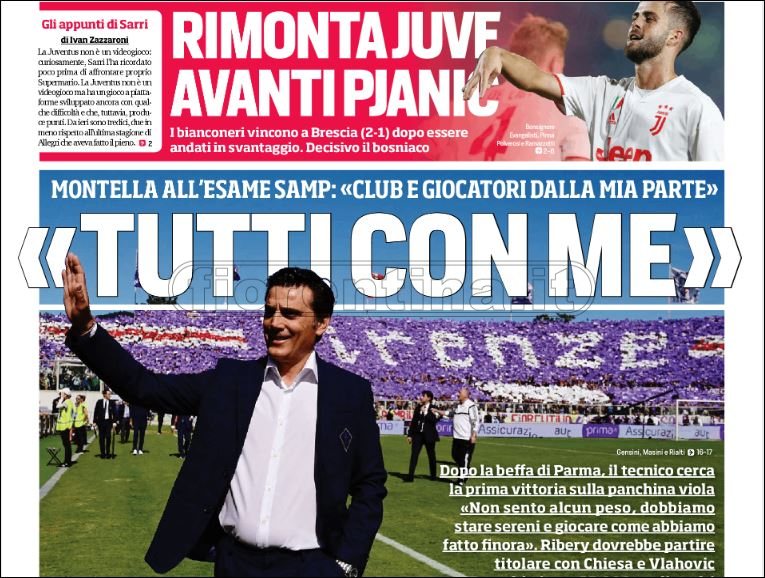 Quotidiani: la prima pagina di Qs, Stadio, Gazzetta, Corriere dello Sport, Tuttosport