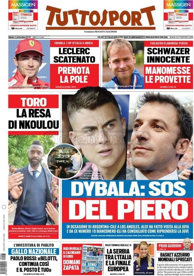 Quotidiani: la prima pagina di Qs, Stadio, Gazzetta, Corriere dello Sport, Tuttosport