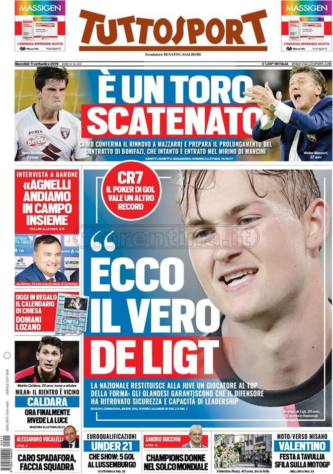 Quotidiani: la prima pagina di Qs, Stadio, Gazzetta, Corriere dello Sport, Tuttosport