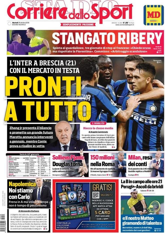 Quotidiani, la prima pagina di Gazzetta, Corriere dello Sport, Tuttosport in edicola