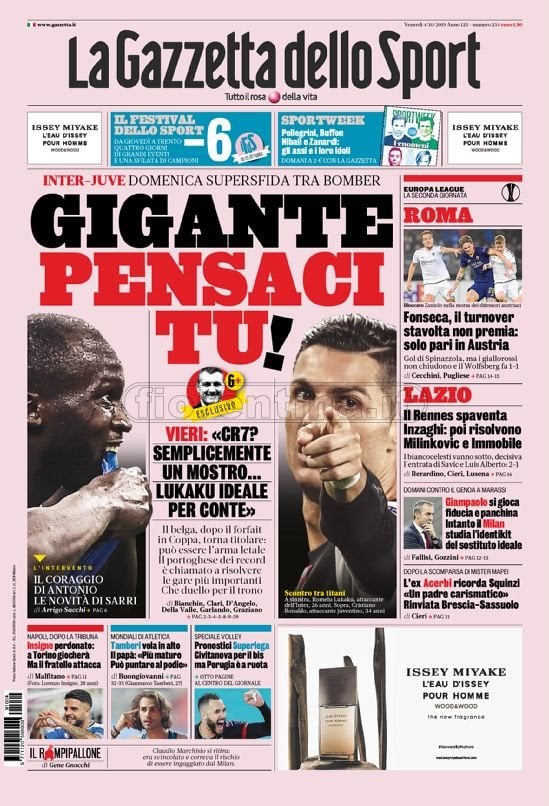 Quotidiani: la prima pagina di Qs, Stadio, Gazzetta, Corriere dello Sport, Tuttosport