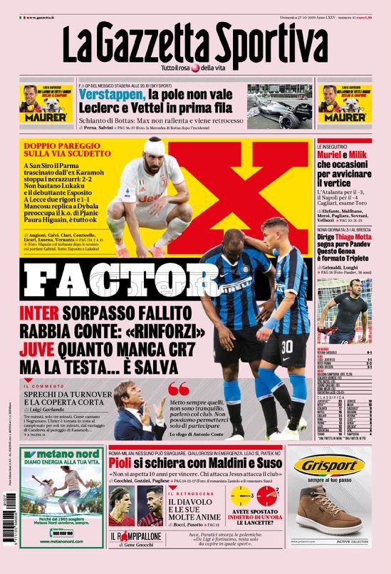 Quotidiani: la prima pagina di Stadio, Gazzetta, Corriere dello Sport, Tuttosport