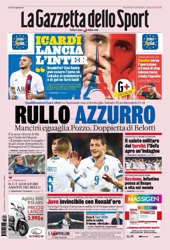 Quotidiani: la prima pagina di Gazzetta, Corriere dello Sport, Tuttosport in edicola