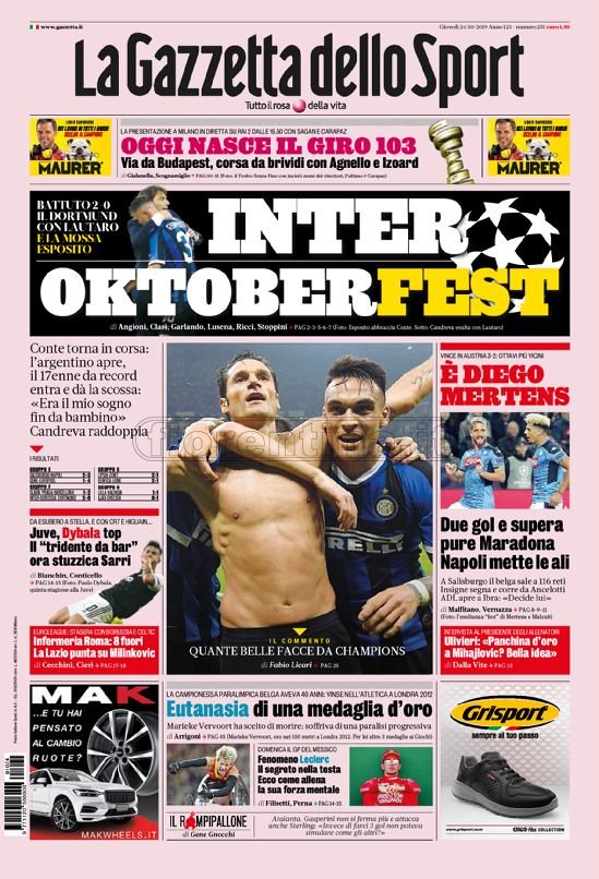 Quotidiani, la prima pagina di Gazzetta, Corriere dello Sport, Tuttosport in edicola