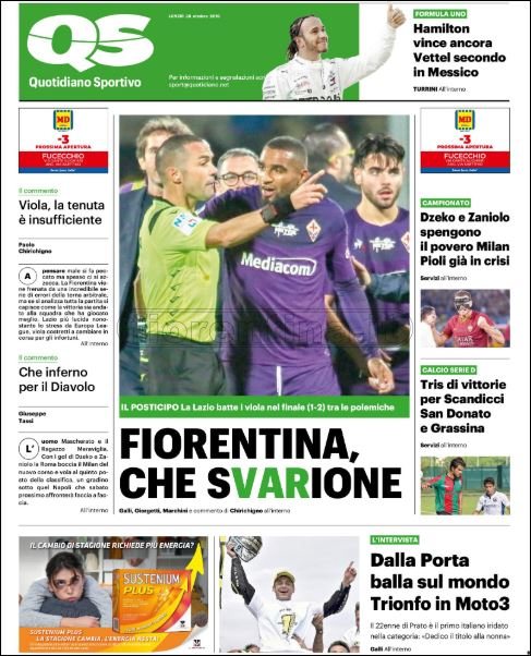 Quotidiani: la prima pagina di Qs, Stadio, Gazzetta, Corriere dello Sport, Tuttosport