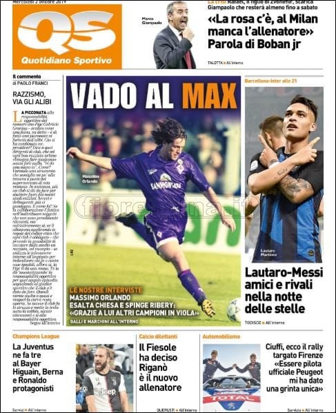 Quotidiani: la prima pagina di Qs, Stadio, Gazzetta, CorSport, Tuttosport