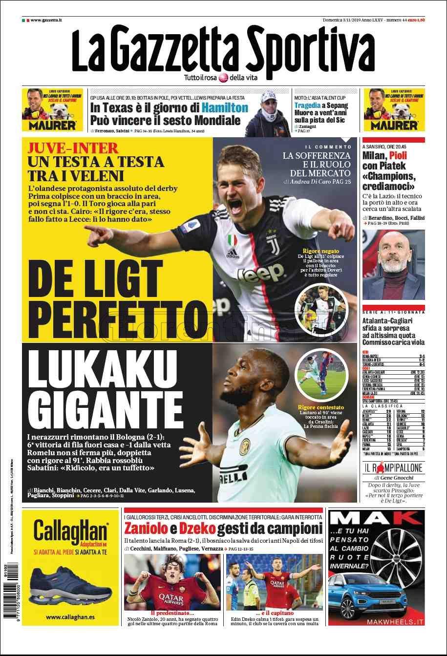 Quotidiani: la prima pagina di Stadio, Gazzetta, Corriere dello Sport, Tuttosport