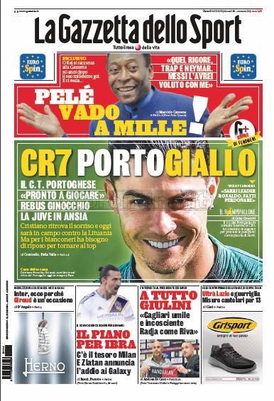 Quotidiani: la prima pagina di Qs, Stadio, Gazzetta, Corriere dello Sport, Tuttosport