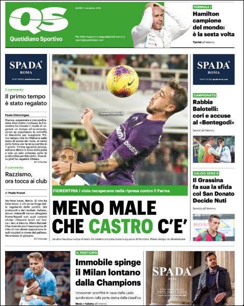 Quotidiani: la prima pagina di Qs, Corriere dello Sport, Stadio, Gazzetta e Tuttosport