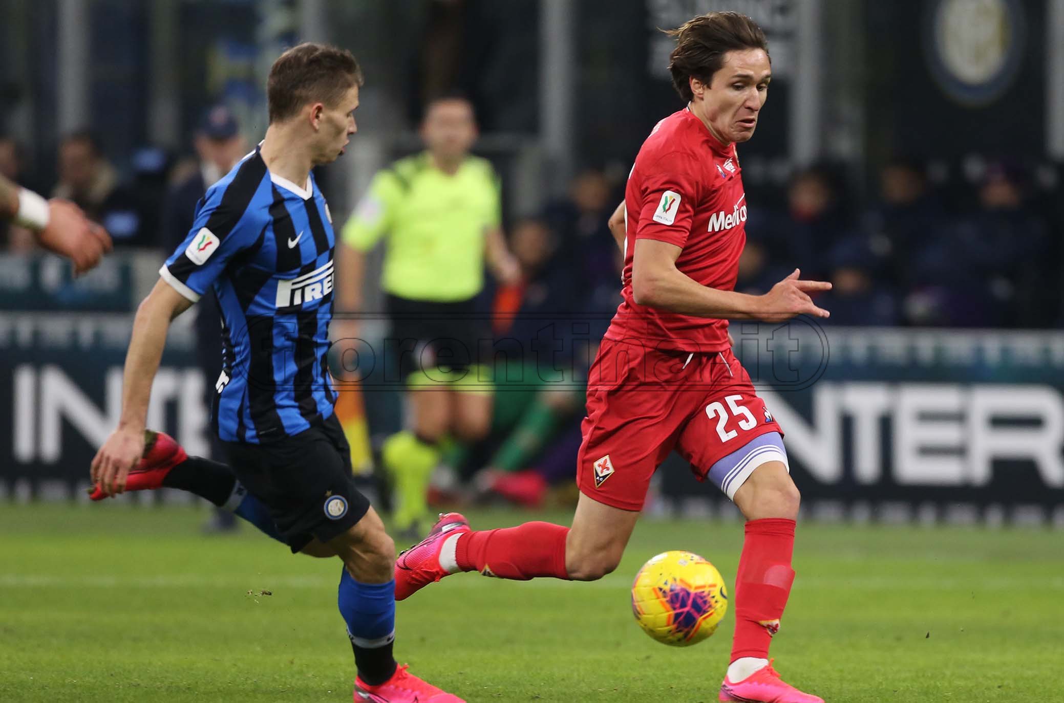 INTER - FIORENTINA COPPA ITALIA 29-01-2020 FEDERICO CHIESA E NICOLO BARELLA. SILPRESS
