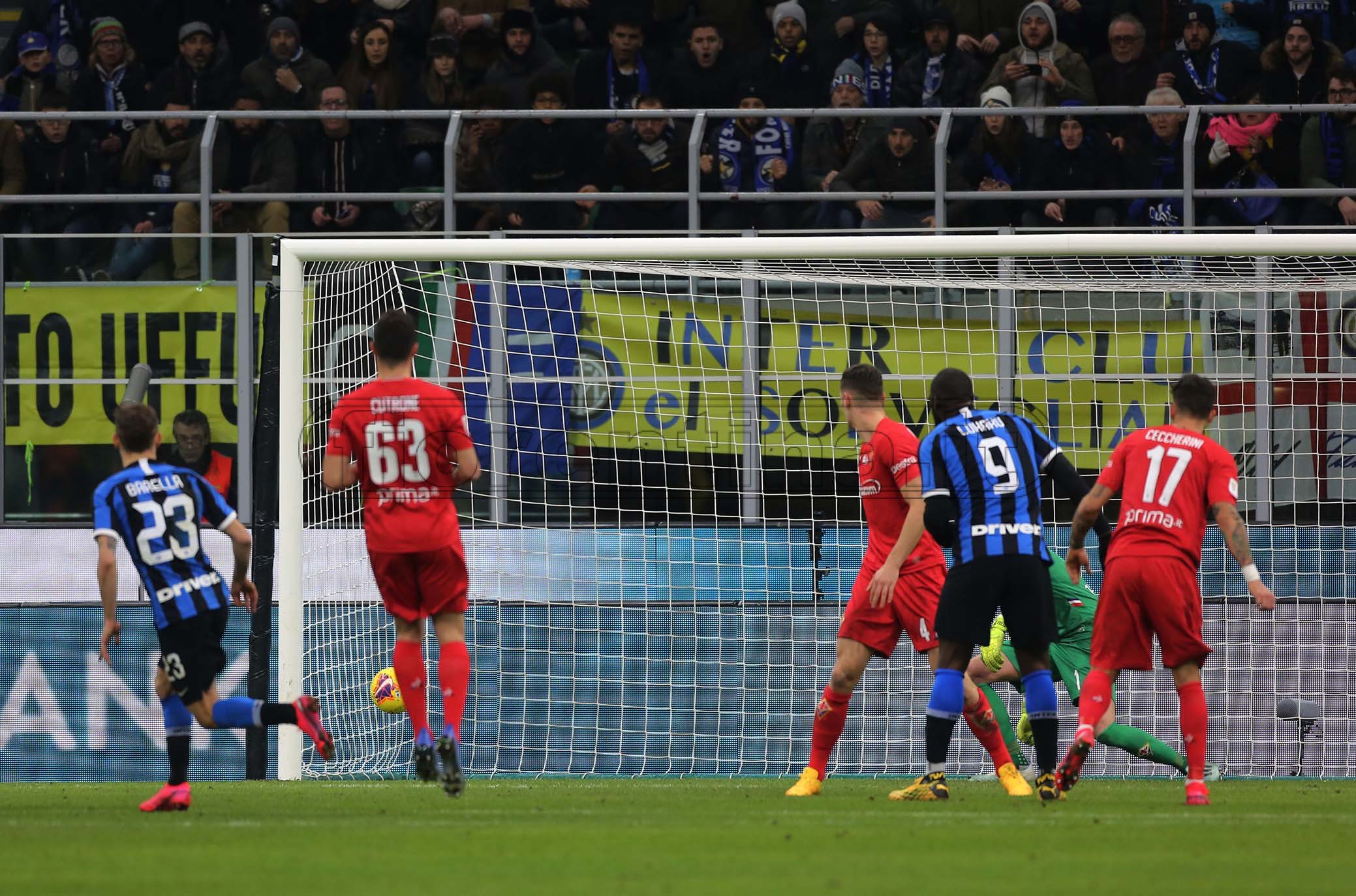 INTER - FIORENTINA COPPA ITALIA 29-01-2020 GOL DI NICOLO BARELLA. SILPRESS