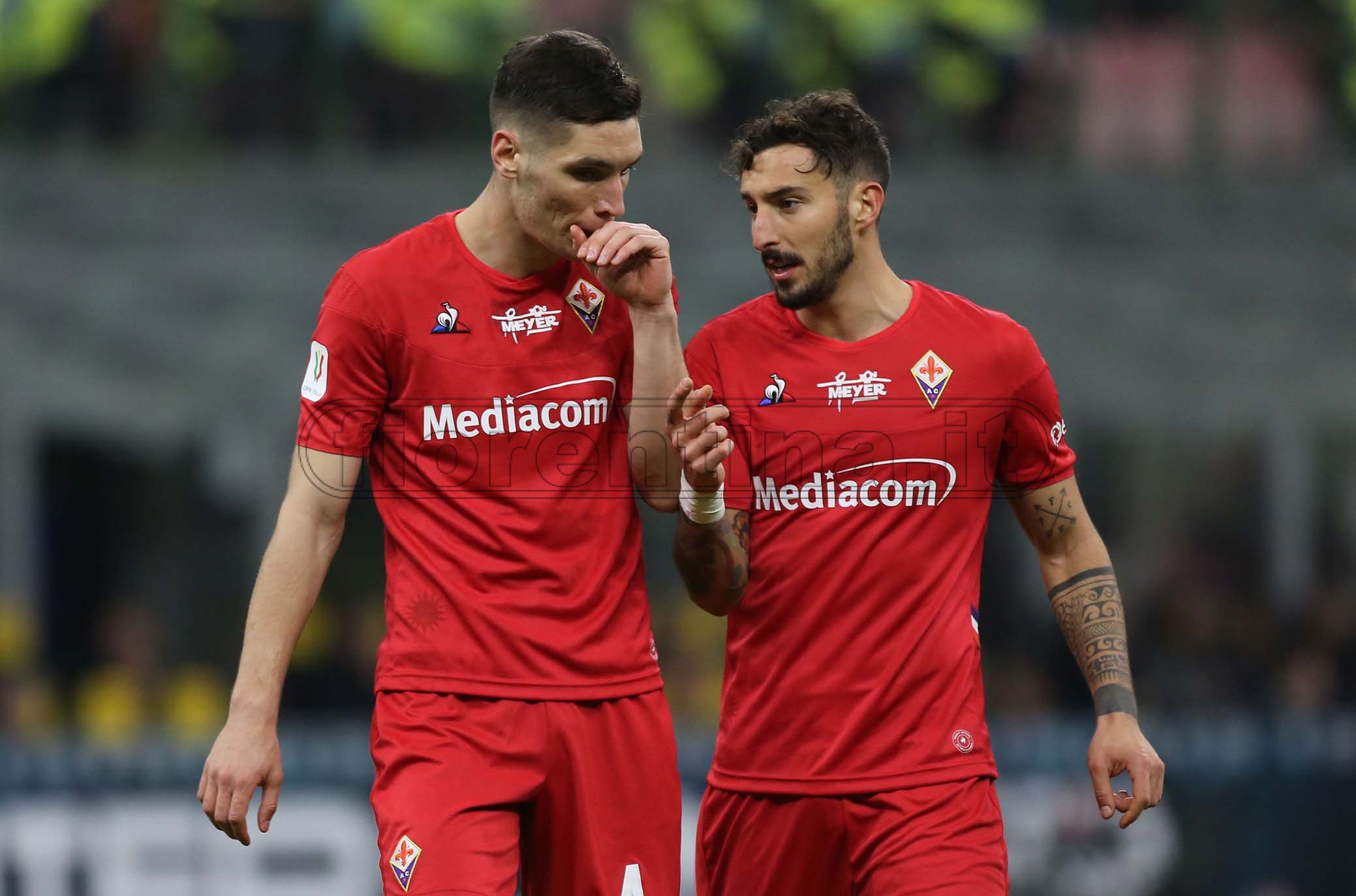 INTER - FIORENTINA COPPA ITALIA 29-01-2020 DELUSIONE DI MILENKOVIC E CECCHERINI.