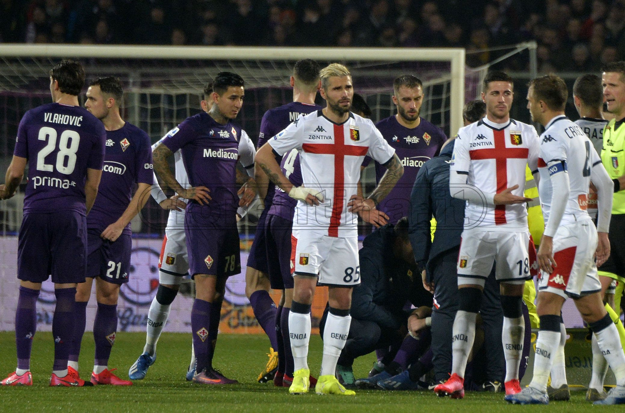 FIORENTINA - GENOA 25-01-2020 GAETANO CASTROVILLI ESCE DOPO L'INFORTUNIO. GALASSI SILVANO/SILPRESS
