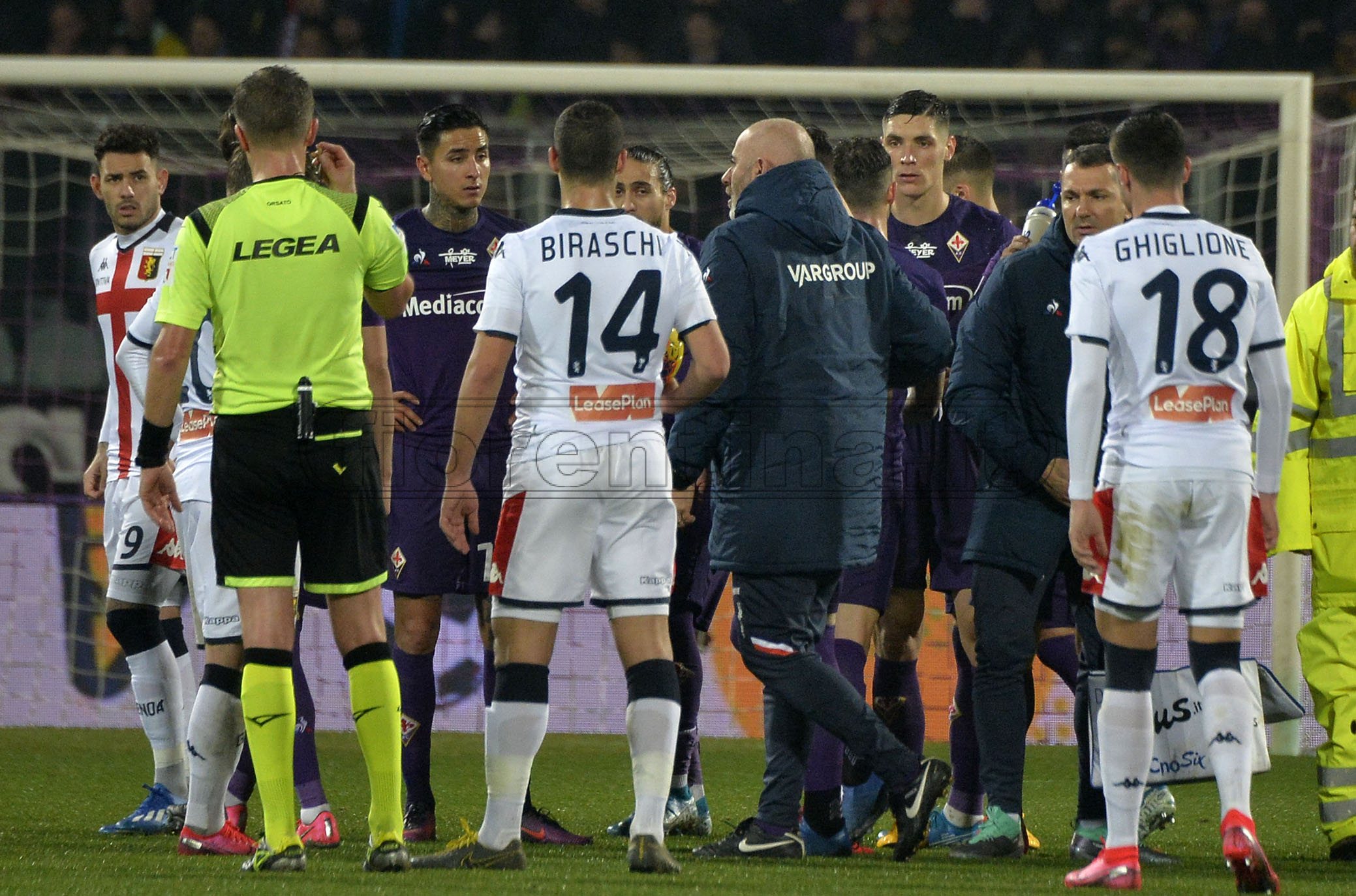 FIORENTINA - GENOA 25-01-2020 GAETANO CASTROVILLI ESCE DOPO L'INFORTUNIO. GALASSI SILVANO/SILPRESS
