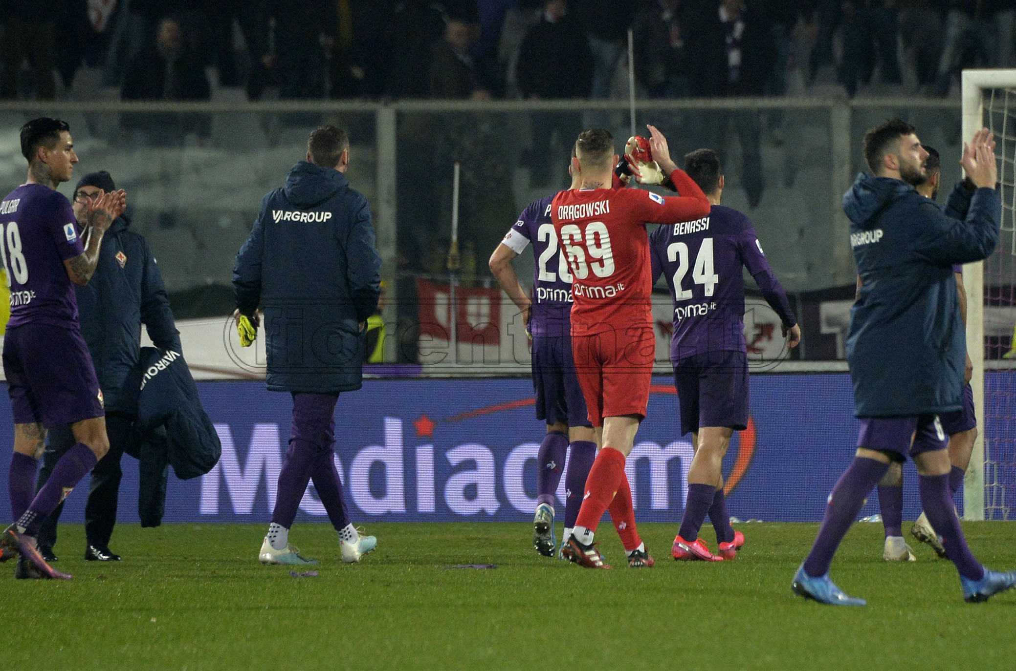 FIORENTINA - GENOA 25-01-2020 SALUTI A FINE PARTITA. GALASSI SILVANO/SILPRESS