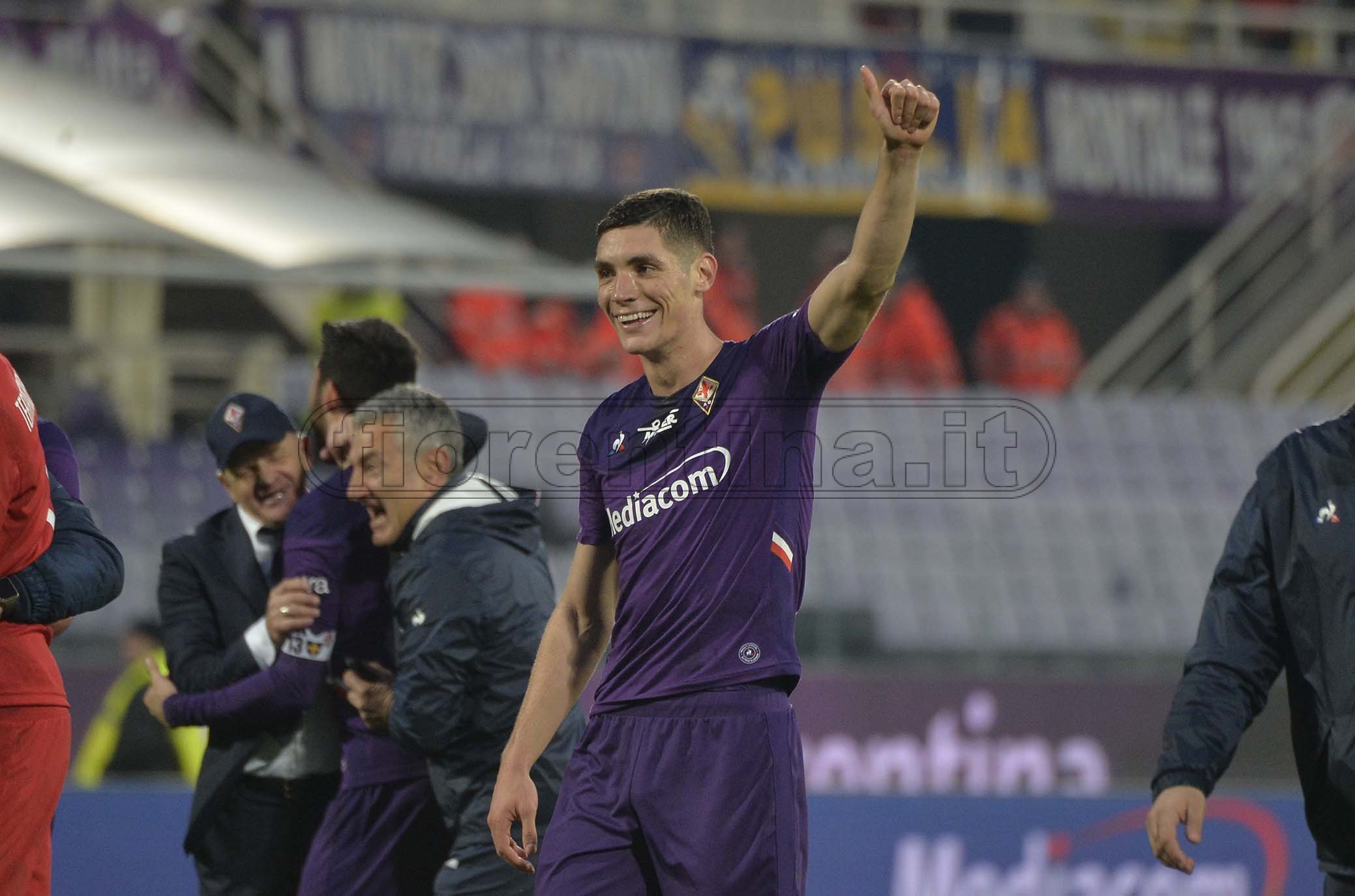 FIORENTINA - ATALANTA 15-01-2020 ESULTANZA A FINE PARTITA DI MILENKOVIC . GALASSI SILVANO/SILPRESS