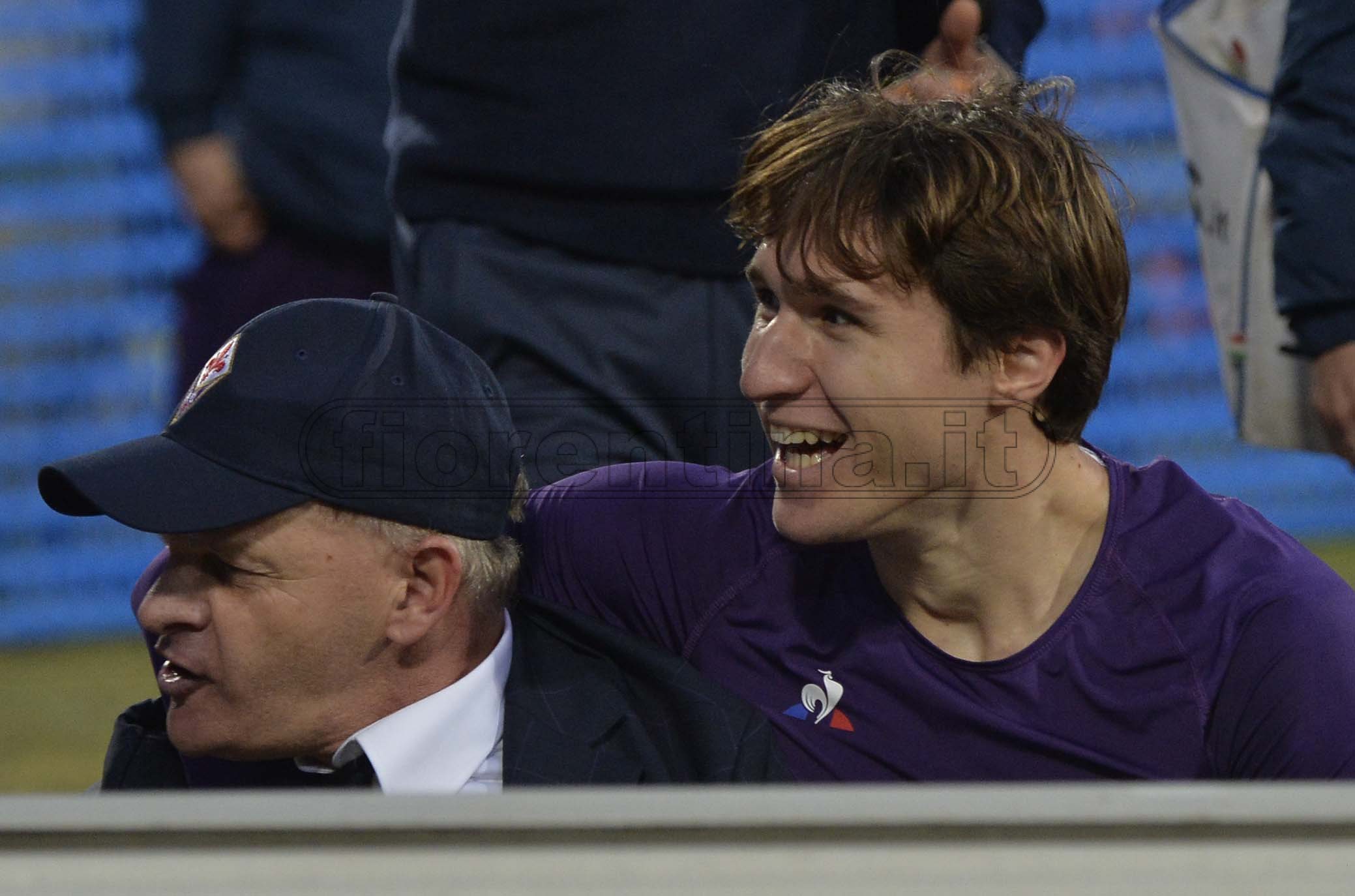 FIORENTINA - ATALANTA 15-01-2020 ESULTANZA A FINE PARTITA DI FEDERICO CHIESA E BEPPE IACHINI . GALASSI SILVANO/SILPRESS