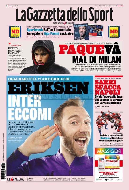 Quotidiani: la prima pagina di Qs, Stadio, Gazzetta, Corriere dello Sport, Tuttosport