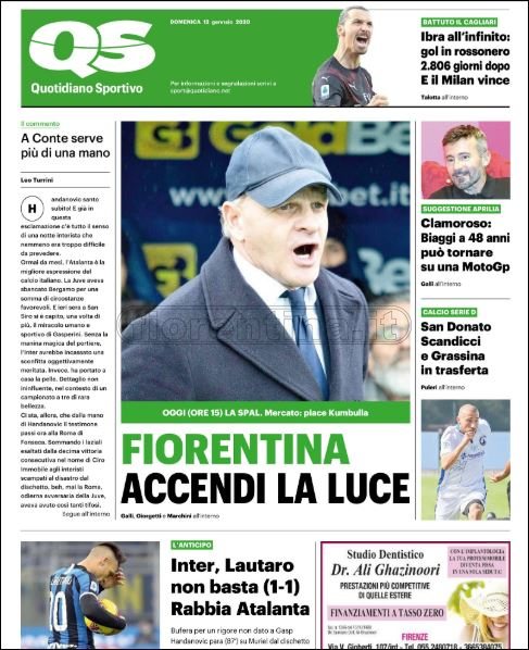 Quotidiani: le prime pagine di Qs, Stadio, Gazzetta, Corriere dello Sport e Tuttosport