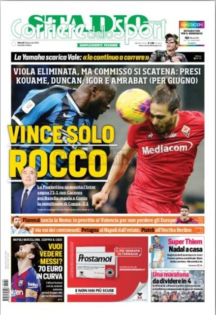 Quotidiani: le prime pagine di Qs, Stadio, Gazzetta, Corriere dello Sport e Tuttosport