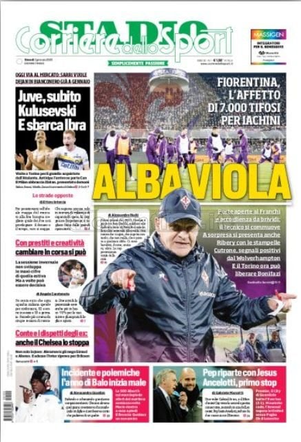 Quotidiani: le prime pagine di Qs, Stadio, Gazzetta, Corriere dello Sport e Tuttosport