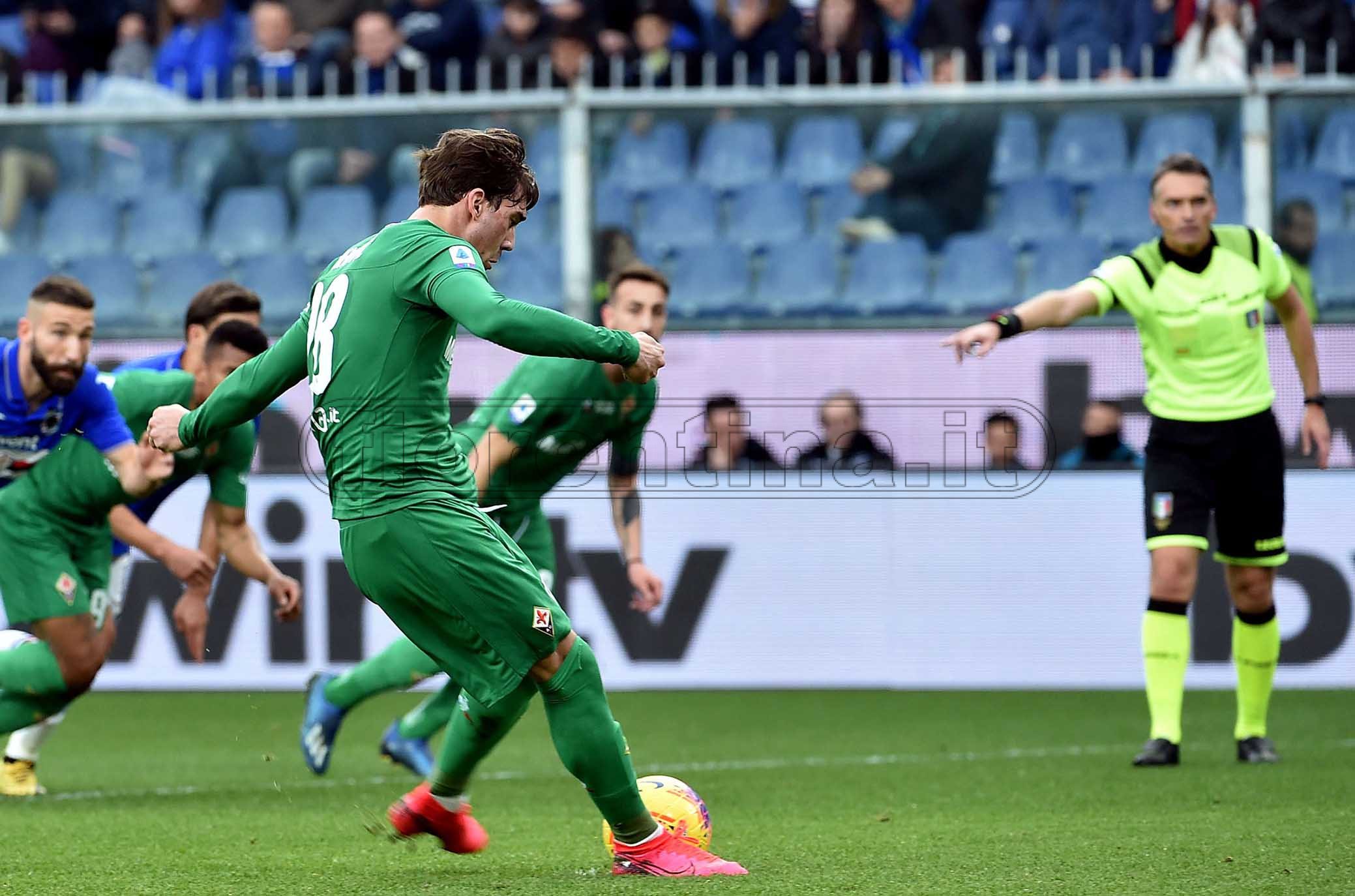 SAMPDORIA - FIORENTINA 16-02-2020 GOL DI DUSAN VLAHOVIC SU RIGORE. SILPRESS