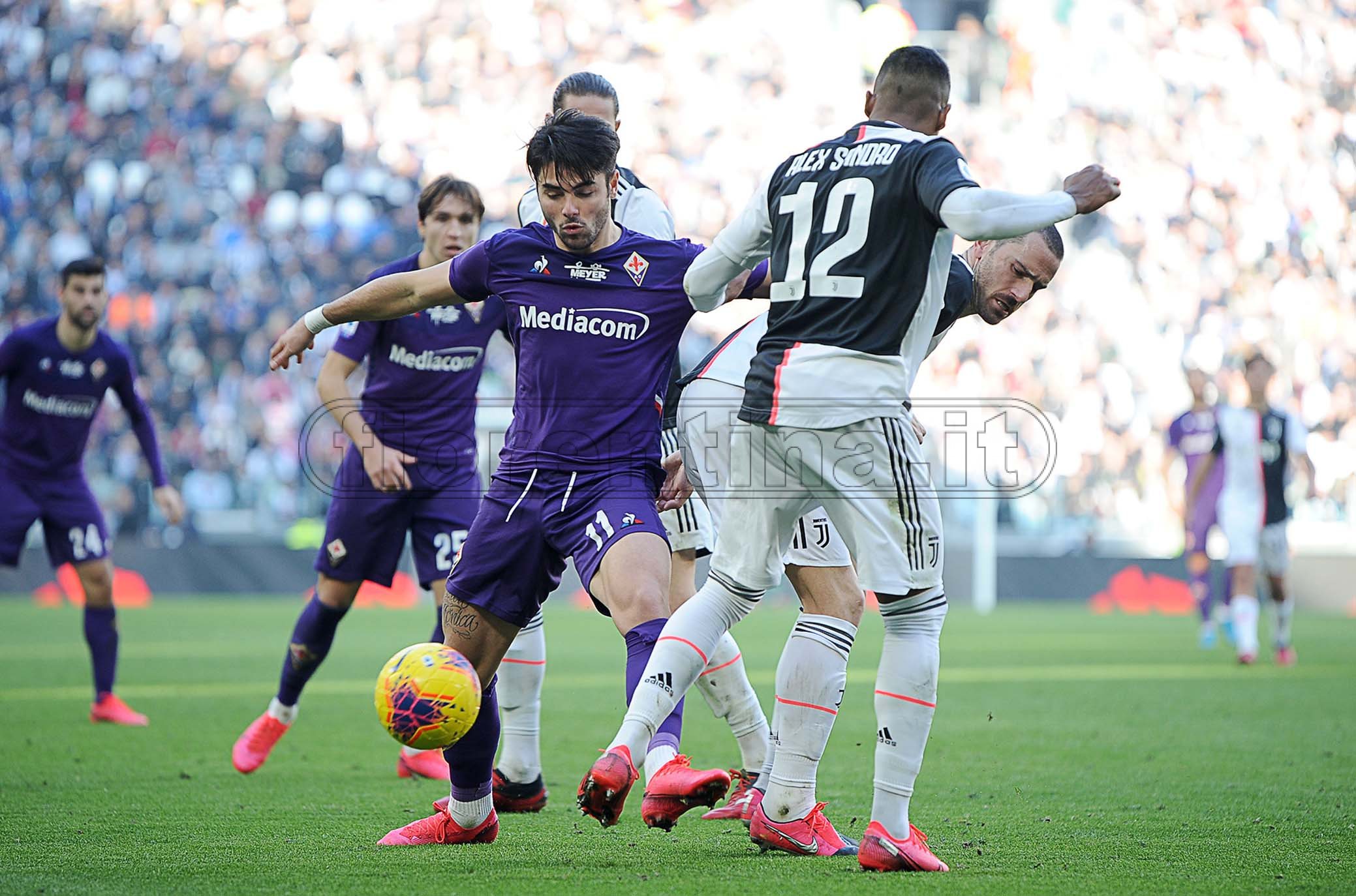 02-02-2020 Juventus vs Fiorentina Campionato Serie A 2019/2020 ©Manuela Viganti/Silpress Nella foto: riccardo sottil e leonardo bonucci