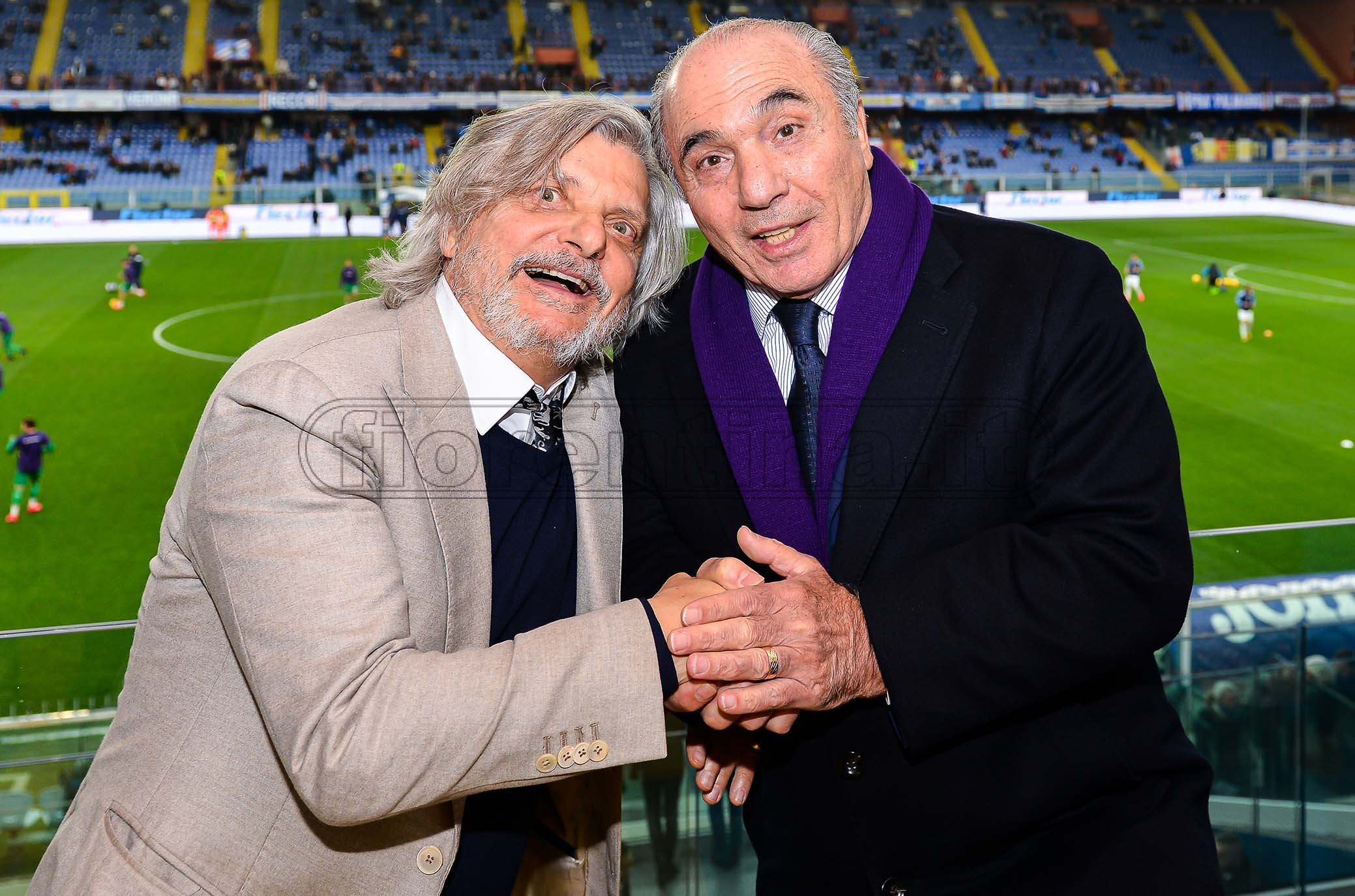 Serie A 2019/20 | Sampdoria-Fiorentina Massimo Ferrero (presidente Sampdoria)-Rocco Commisso (presidente Fiorentina) - Saluto iniziale