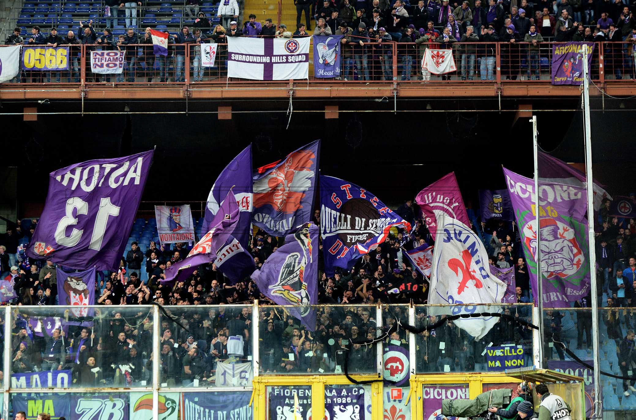 16-02-2020 SAMPDORIA-FIORENTINA CAMPIONATO SERIE A 19-20 TIFO FIORENTINA