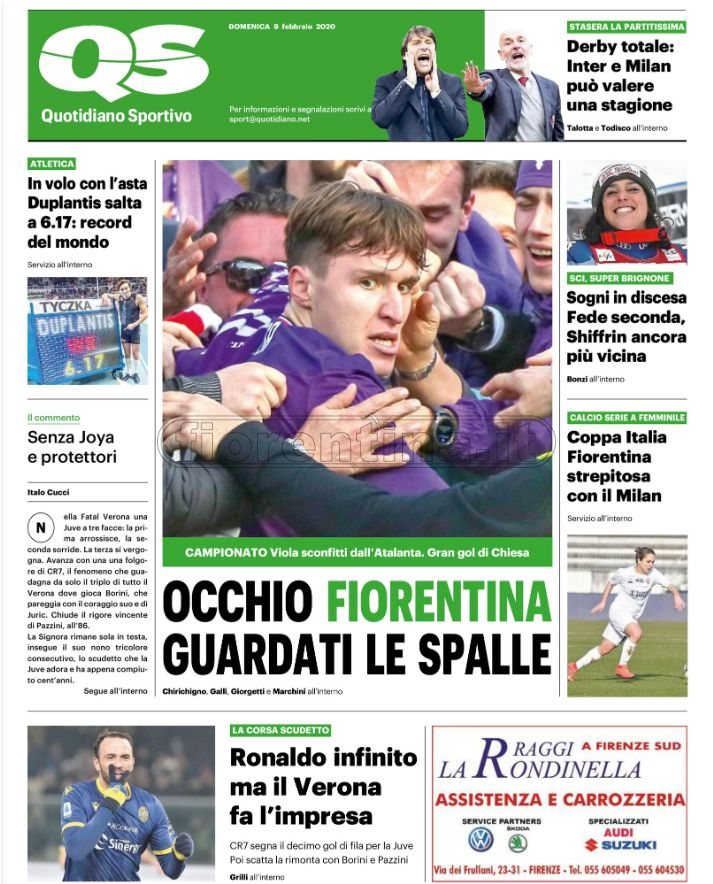 Quotidiani: le prime pagine di QS, Stadio, Gazzetta, Corriere dello Sport e Tuttosport