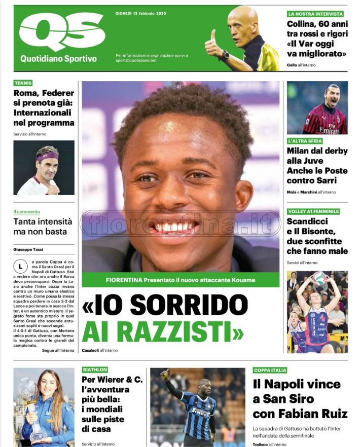 Quotidiani: la prima pagina di Qs, Stadio, Gazzetta, Corriere dello Sport, Tuttosport
