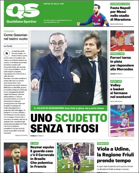 Quotidiani: le prime pagine di QS, Stadio, Gazzetta, Corriere dello Sport e Tuttosport