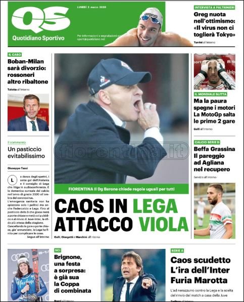 Quotidiani: le prime pagine di Qs, Stadio, Gazzetta, Corriere dello Sport e Tuttosport