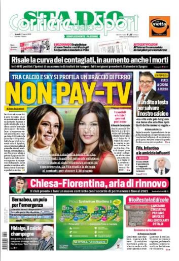 Quotidiani: la prima pagina di Qs, Stadio, Gazzetta, Corriere dello Sport, Tuttosport