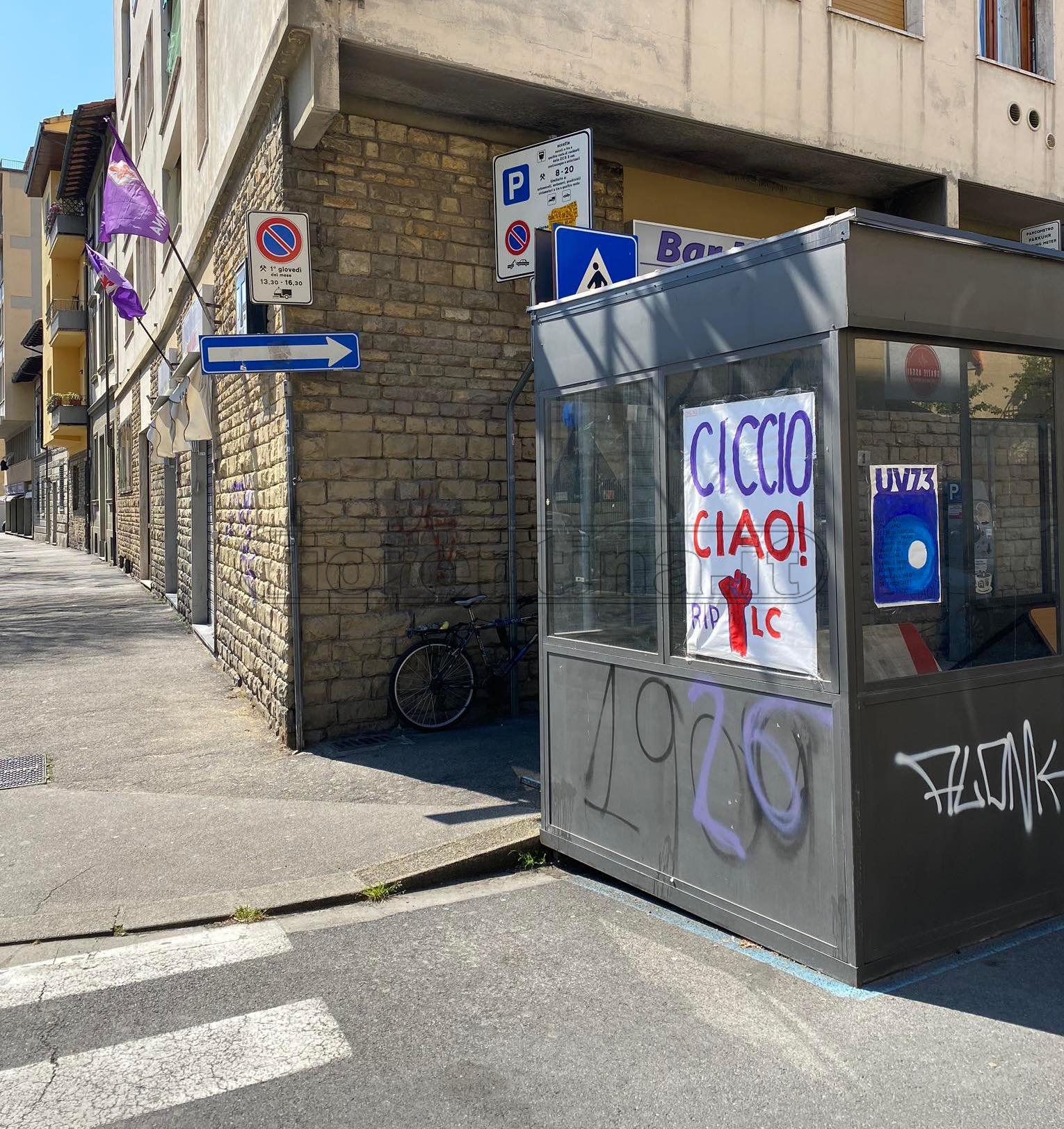'Ciao Ciccio': il messaggio esposto al Bar Marisa in ricordo di Rialti (FOTO VI.IT)