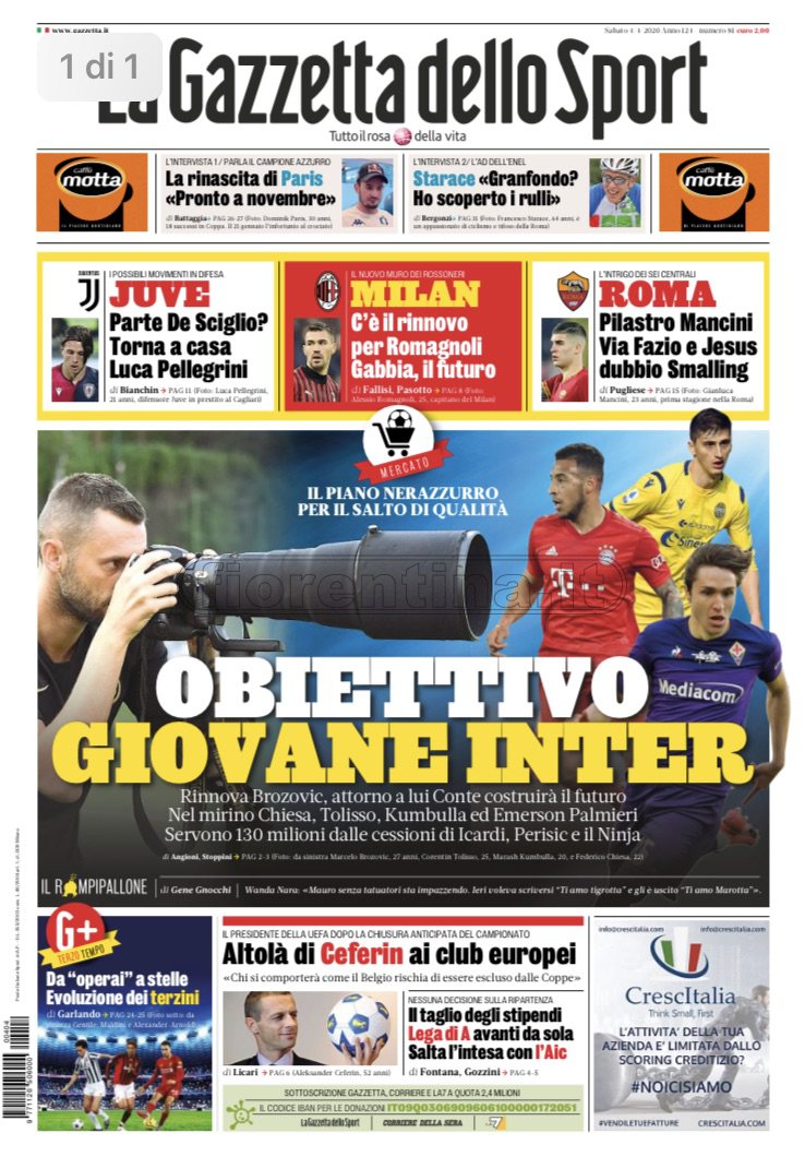 Quotidiani: la prima pagina di Qs, Stadio, Gazzetta, Corriere dello Sport, Tuttosport