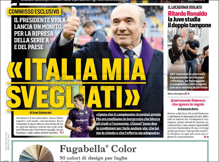 Quotidiani: le prime pagine di Gazzetta, Corriere dello Sport, Stadio e Tuttosport