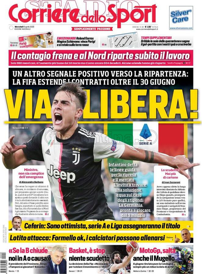 Quotidiani: la prima pagina di Qs, Stadio, Gazzetta, Corriere dello Sport, Tuttosport