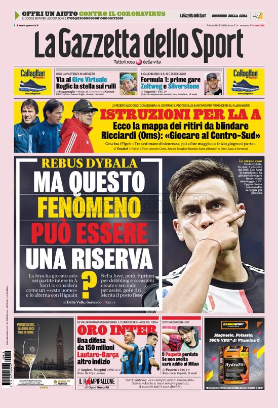 Quotidiani: la prima pagina di Qs, Stadio, Gazzetta, Corriere dello Sport, Tuttosport