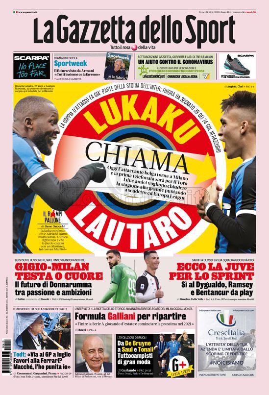 Quotidiani: la prima pagina di Qs, Stadio, Gazzetta, Corriere dello Sport, Tuttosport